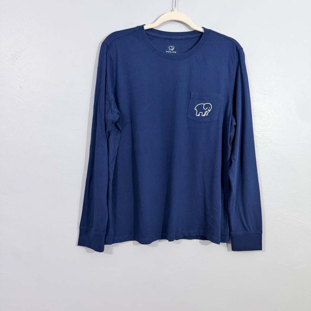 Ivory Ella Long Sleeve Pocket T-Shirt Size L Blue Constellation